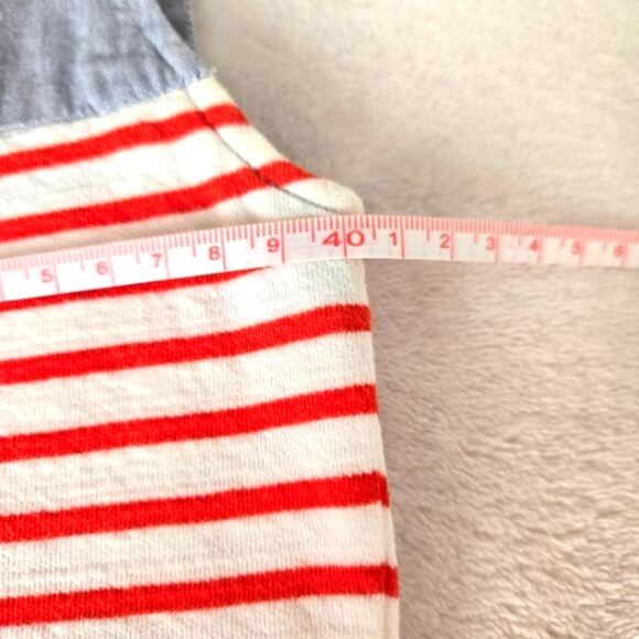 Lacoste Women’s Sleeveless Nautical Stripe Top Blue Chambray Red White Size 38 - Picture 9 of 11